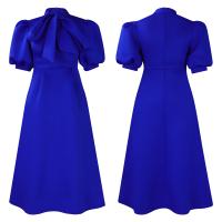 Vestido Elegante De Fiesta Para Mujer 2024 Con Cuello Con Lazo Manga Corta Cintura Alta A-Line Plisado Hasta El Tobillo Vestido De Cumpleaños - details 63