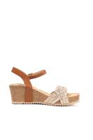 Lyla Wang sandalias doradas cuñas medianas de corcho con plataforma con tiras trenzadas mujer con hebilla - details 2