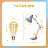 Aigostar Lámpara de Escritorio Retro con Brazo Articulado Giratorio, Flexo Escritorio Vintage E27, Lámpara de Mesa Ajustable de Madera para Oficina, Sala, Estudio y Dormitorio - Blanco - details 5