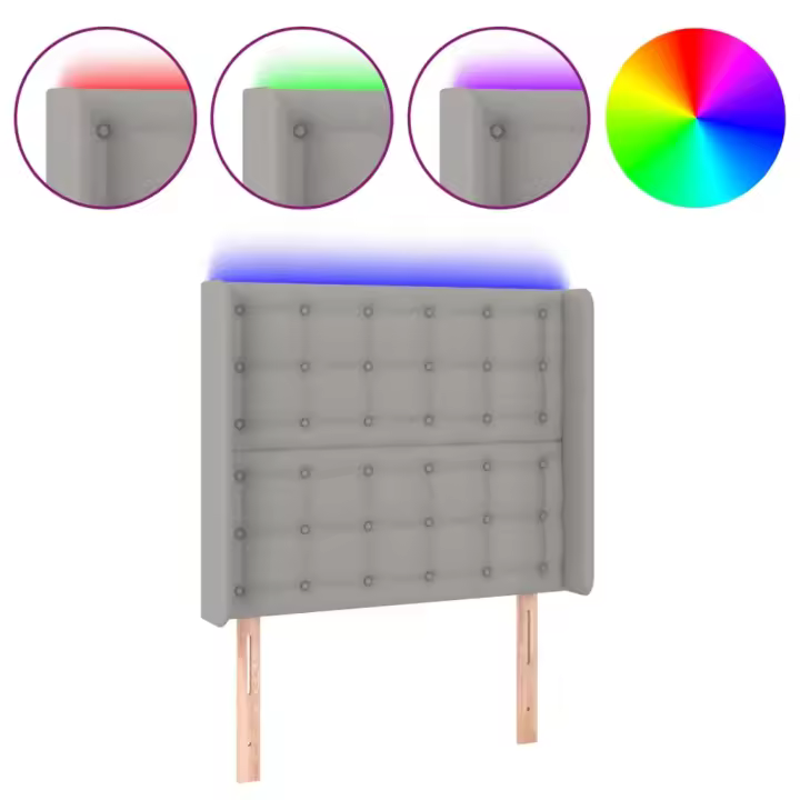 vidaXL Cabecero con LED de tela gris claro 103x16x118/128 cm - 1