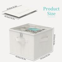 2 Piezas Organizador de Zapatos, Zapatero Legable Apta para 12-24 Pares, Almacenaje Ropa with Cubierta Transparente Y 3 Asas Reforzadas, 43x43x33 cm, Blanco Marfil, XSNX01WM-2 - details 1
