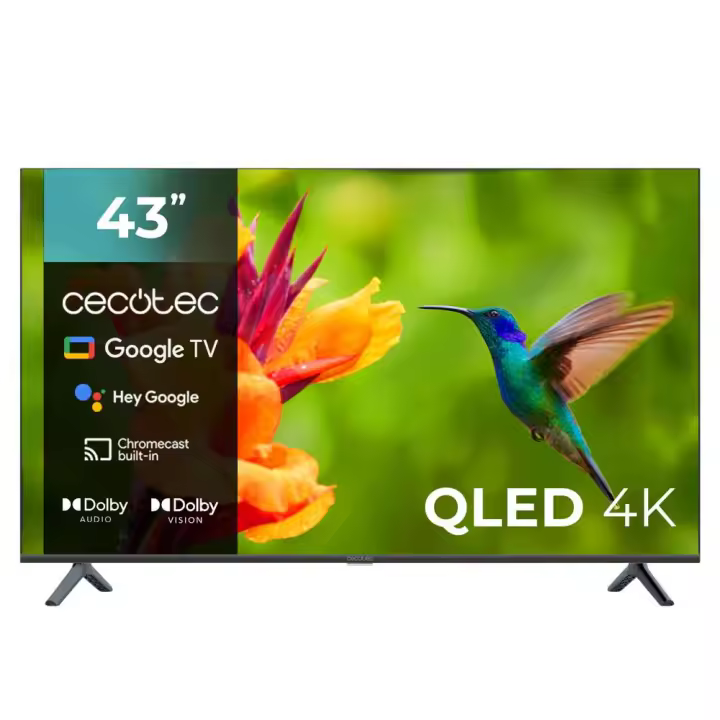 V4 series VQU40043S Televisión QLED de 43" con resolución 4K UHD, sistema operativo Google TV, Dolby Vision&Atmos, Wide Color Gammut, VRR, HDMI 2.1, USB 3.0, HDR10, 16 Gb ROM, Google Voice Assitant y Chromecast. - 1