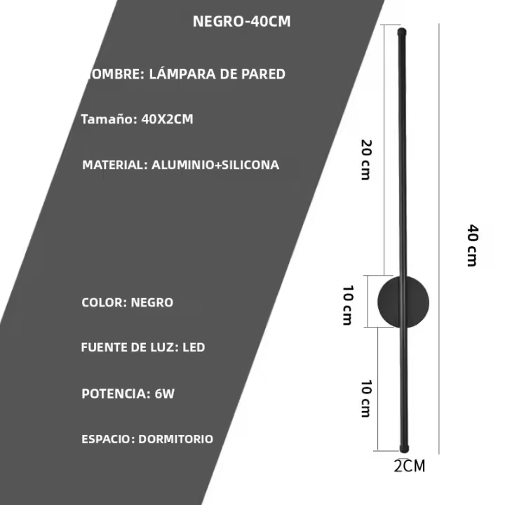 Lámpara De Pared Minimalista Nórdica LED Para Decoración Del Hogar Iluminación Doméstica Apto Para Dormitorio Cocina Comedor Estudio Baño Material Aluminio Negro - 1