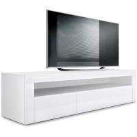 Mueble de TV moderno Nyana Home | Diseño elegante con iluminación LED | Amplio almacenamiento con 2 puertas y 1 cajón | Sistema Push-to-Open | Medidas: 120x45x39 cm - details 2