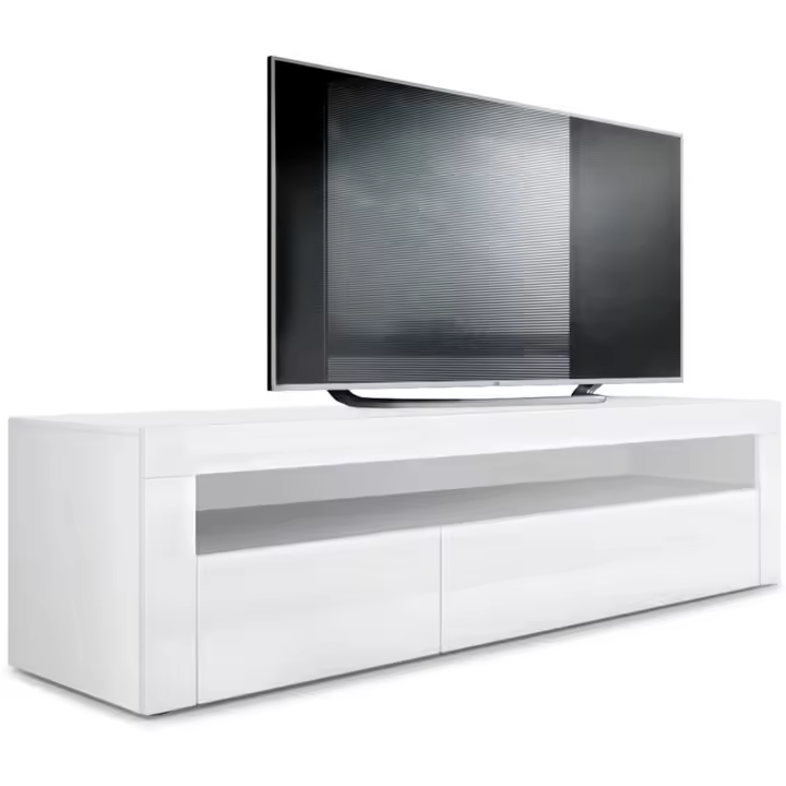 Mueble de TV moderno Nyana Home | Diseño elegante con iluminación LED | Amplio almacenamiento con 2 puertas y 1 cajón | Sistema Push-to-Open | Medidas: 120x45x39 cm - 1