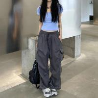 2024 Pantalones Casuales Para Mujer Tech Pantalones Sólidos Cintura Baja Con Cordón Pierna Ancha Estilo Baggy Y2k Streetwear Sobredimensionados - details 9