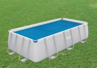 Cobertor Solar de Burbujas BESTWAY para Piscina Desmontable de varias medidas y modelos: rectangular y circular de fácil instalación sobre el agua. El plástico evita que el agua se ensucie y lo calienta, en cierta medida. - details 10