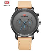 Reloj De Hombre MINI FOCUS Simple Gran Dial Multi-Función Movimiento Calendario Impermeable Correa De Cuero Negro Gris Café - details 3