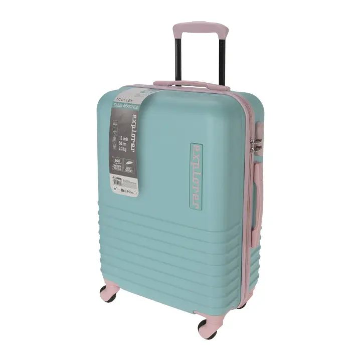 Well Home Maleta en abs 4 ruedas color menta y rosa 33,5x22x53cm - 1