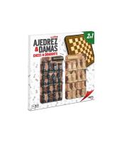 Cayro - Juego  Ajedrez y Damas con Tablero de Madera -Juego  Clásico de Mesa - con 48 Piezas en 2 Colores - - details 2