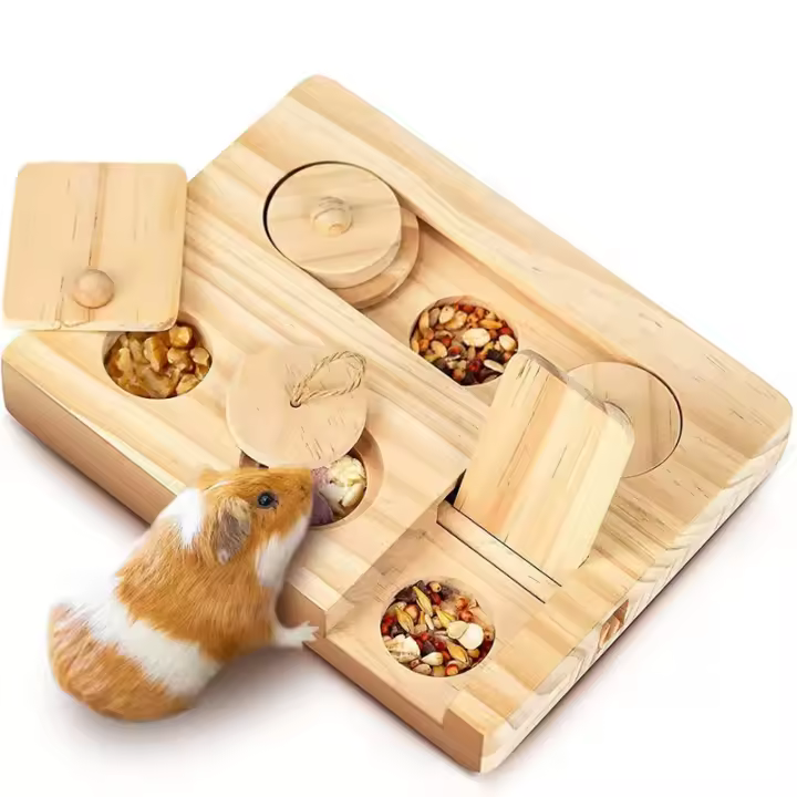 Alimentador De Madera Para Hamster Juguete Educativo Para Mascotas Domésticas Con Atrayente De Alimentos Para Oso Dorado - 1