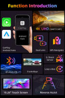 Cámara De Coche JMCQ 10.26" 4K Con Wireless Carplay Y Android Auto Lente Giratoria DVR De Doble Lente Grabadora De Video AI Con Visor Rearm Mirador - details 4