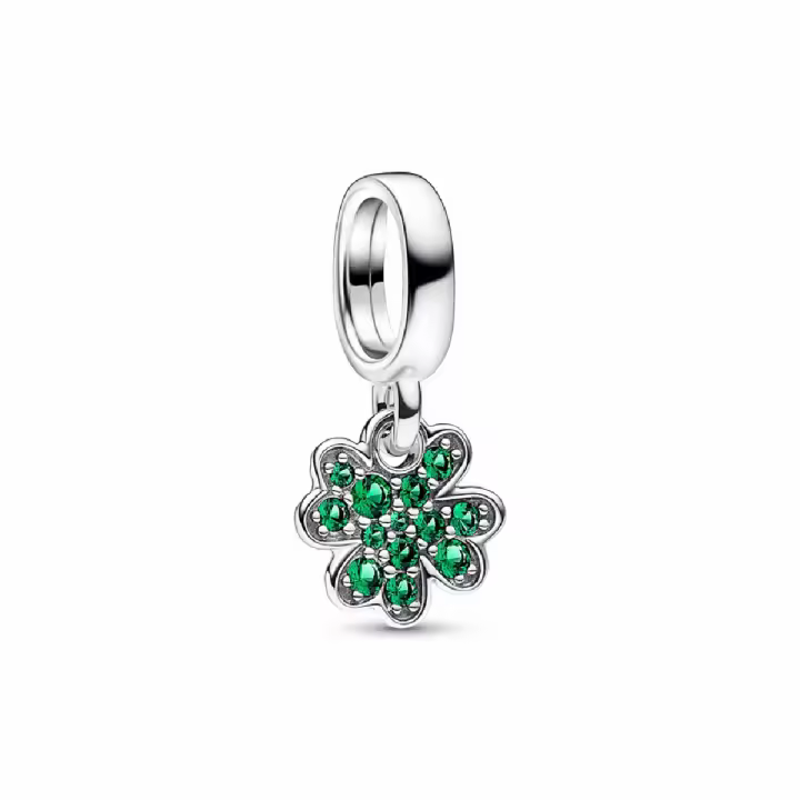 Charm colgante Pandora Trébol de Cuatro Hojas circonitas verdes - 1