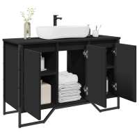 vidaXL Armario lavabo baño madera ingeniería 91x35x60 cm en color Roble ahumado/Marrón roble/Gris sonoma y más | almacenamiento funcional diseño moderno para baño dormitorio sala - details 4