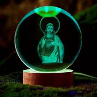 1pc Cristal 3D De Jesús Lámpara Nocturna Con Base De Iluminación Multicolor Decoración Creativa Para El Hogar Regalo Ideal Para Dormitorio Familiar - details 3