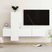 vidaXL Set de muebles de salón TV 3 piezas madera de ingeniería en color Blanco/Roble Sonoma/Negro y más | almacenamiento funcional diseño moderno para baño dormitorio sala - details 0