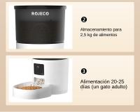 ROJECO Dispensador Inteligente De Alimentos Para Gatos 3L Automático Recargable WIFI Control Remoto Para Mascotas Perros Y Gatos - details 9
