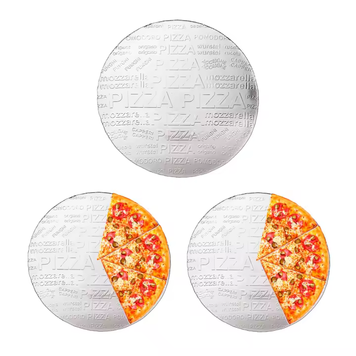 CM - Pack 3 Platos para Pizza 35x2 cm. Ideal para Servir Pizzas en Familia, Casa, Bares, Restaurantes, Cafeterías, Pizzerias, Celebraciones y Eventos. Fabricado con Cristal Resistente, Antirayas, Lavar a Mano o en Lavavajillas. Plato de Cristal Redondo - 1