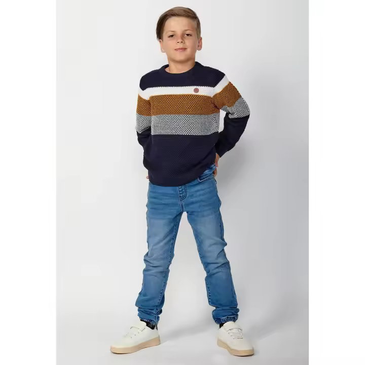 Koroshi Jersey de manga larga y cuello redondo con tricot en tres colores para niño de color amarillo - 1