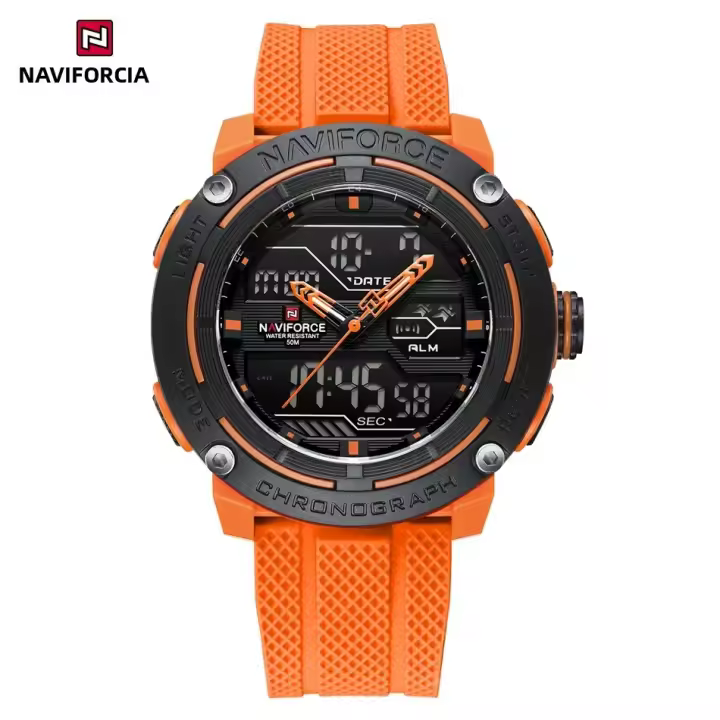 Reloj Deportivo NAVIFORCE Para Hombre Resistente Al Agua Dual Display Reloj De Pulsera Cuarzo Militar Con Stopwatch Y Alarma Pantalla LED Y Analógica Material De Correa De Silicona - 1
