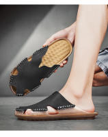 Sandalias De Cuero Para Hombre Talla Grande 46 48 Zapatos Clásicos De Verano Cómodos Para Caminar Al Aire Libre Mocasines Suaves Romanas - details 15