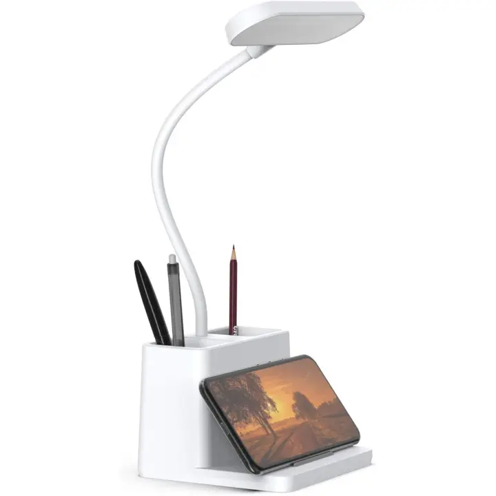 Lámpara de escritorio pequeña para oficina en casa, lámpara de escritorio blanca para niños, dormitorio LED - 1
