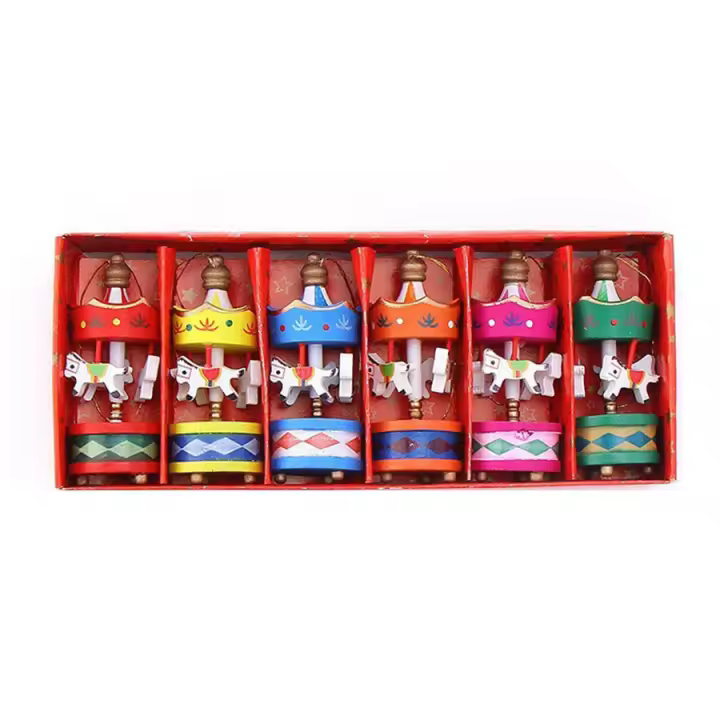 Caballito De Carrusel De Madera Para Adornos Navideños Colgantes Para Árbol De Navidad Regalo De Año Nuevo Juguete Para Niños Decoración De Fiesta En Casa - 1