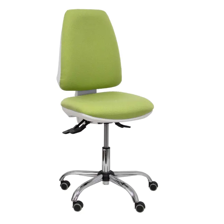 Silla de Oficina Ergonómica Piqueras Y Crespo Blanca con Tapizado Verde Oliva y Ruedas de Parqué - 1