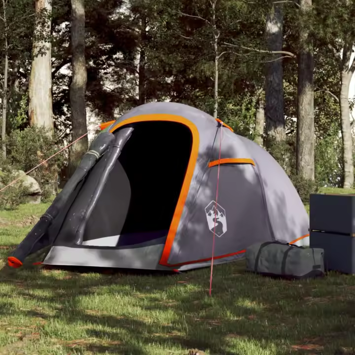 vidaXL Tienda de campaña túnel 2 personas impermeable gris y naranja - 1