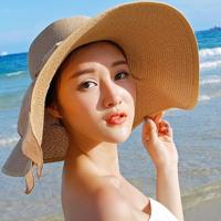 Sombrero de paja de Ala Ancha para Mujer, de Ala elegante, plegable y enrollable, ideal para Playa, Vacaciones, Viajes y Sol. - details 3