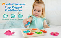 Puzzle De Dinosaurio De Madera Juego Educativo Montessori Para Niños Juguete De Aprendizaje Temprano De 3D Regalo Para Niños De 3-6 Años - details 0