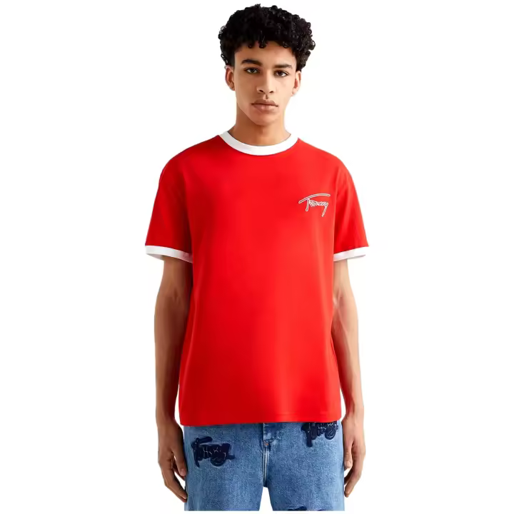 Camiseta de Manga Corta Tommy Hilfiger Signature para hombre en color rojo - 1