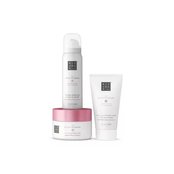 Rituals Trial Sakura Set - Set de Cuidado Corporal - 3 Productos - Gel de Ducha, Crema Corporal y Exfoliante - Unisex - 1