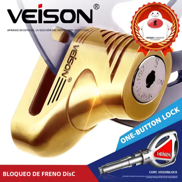 Cerradura De Freno De Disco Para Motocicleta VEISON Aluminio Antirrobo Impermeable Protección Contra Robos Para Scooter Y Bicicletas - 1