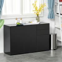 HOMCOM Aparador para Salón Aparador de Entrada con 3 Puertas 2 Cajones y Estante Ajustable Armario de Almacenamiento para Cocina Sala 117x36x74 cm Negro - details 1