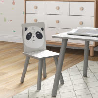 ZONEKIZ Mesa y Sillas Infantiles de 3 Piezas Mesa Infantil con 2 Sillas Juego de Muebles para Actividades para Niños de 3-8 Años para Dormitorio Sala de Juegos Gris y Blanco - details 3