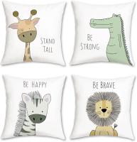 Fundas de Niño Animales Infantiles 45x45 cm Funda de Almohada Jirafa Cebra León Terciopelo Suaves - details 0