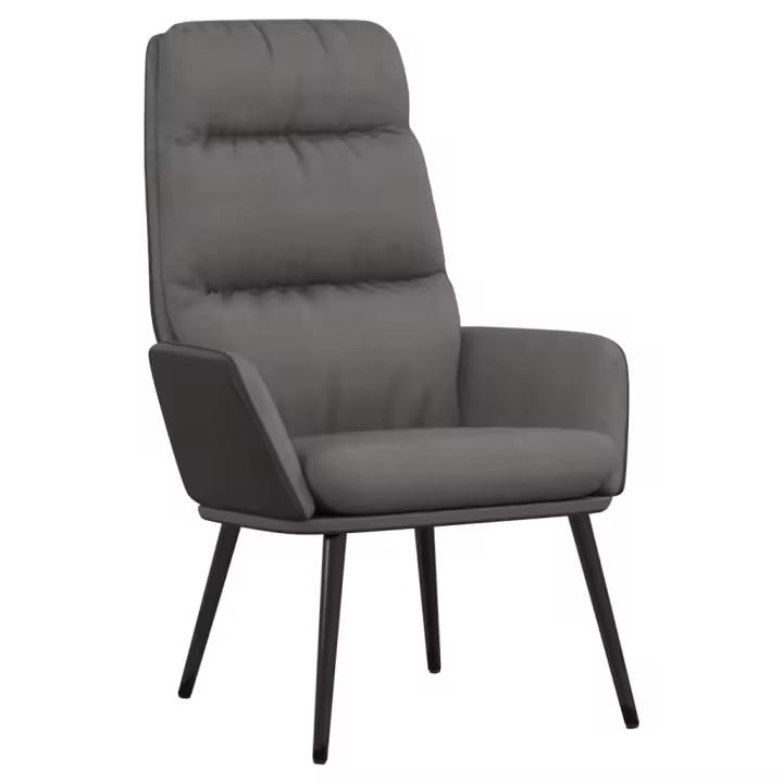 vidaXL Sillón de relax de tela Gris claro, Gris oscuro, Negro Sillon Dormitorio Sillon Comodos Silla Relax Sillón Sofá - 1