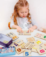 Juego De Bloques De Madera Para Bebés Montessori Educativo De Aprendizaje Temprano Juguete De Patrón Digital Para Niños Y Niñas Regalo De Festival - details 2
