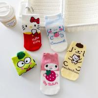 Calcetines Sanrio Hello Kitty Para Mujer 5 Pares Diseño De Dibujos Animados Harajuku Kawaii De Algodón Rosa Calcetines Cortos Casual - details 1