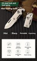 Cuchillo Plegable Mini 2024 Acero Inoxidable D2 Portátil Con Cadena De Llave Para Abrir Cajas Hoja Larga 3.6 Pulgadas Sin Bloqueo - details 0