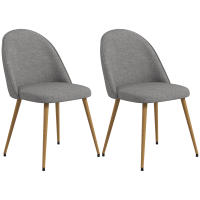 HOMCOM Pack de 2 Sillas de Comedor Sillas de Cocina Tapizadas de Tela de Lino con Patas de Acero para Salón Dormitorio Carga 120 kg 50x52x83 cm Gris - details 0