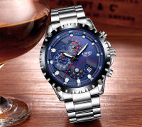 Reloj De Hombre LIGE Con Dial Azul Y Correa De Acero Inoxidable Resistente Al Agua Y Al Choque Con Fecha Y Manos Luminosas Reloj De Moda Y Casual Para Negocios - details 12