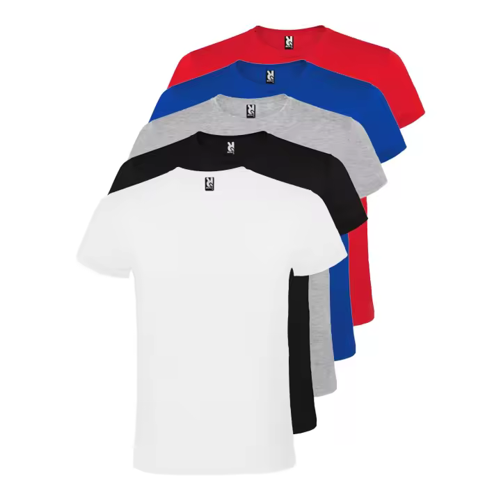 Roly - Pack de 5 Camisetas de manga corta Atomic (Entrega en 48 horas) – Varias Tallas – Varios Colores – 100% algodón, cuello redondo doble, costuras reforzadas, tejido tubular, camiseta básica, camiseta unisex, camiseta económica. - 1