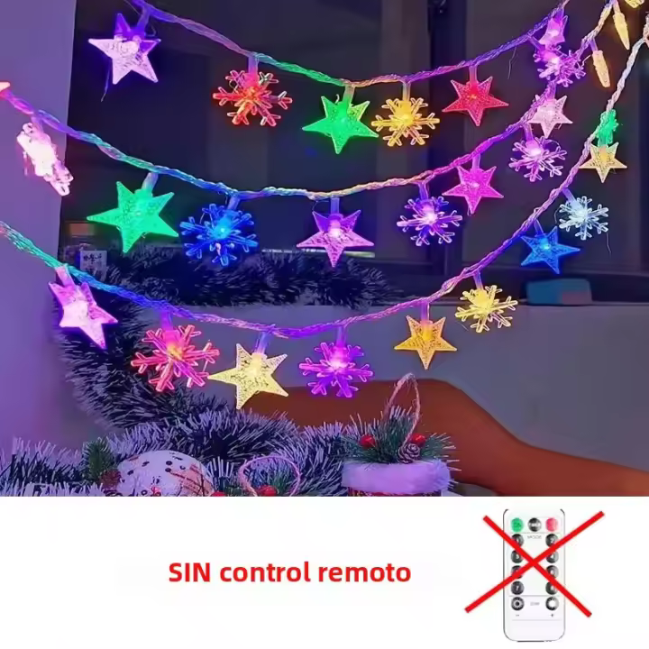 Guirnalda De LED Para Navidad 1M-30M Estrellas Y Copos De Nieve Luces De Hadas Adornos Para Decoración De Árbol De Navidad Y Fiestas En Casa - 1