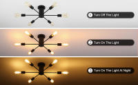 Lámpara De Techo De Hierro Nórdico Con 6 Luces Para Decoración De Piso Bajo Sala De Comedor Y Sala De Estar E27/E26 Soporte AC85-260V - details 11