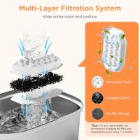 Fuente de agua para mascotas de acero inoxidable, dispensador de agua automático de 3,2 L, cuenco de agua silencioso, bandeja de filtro, con ventana de nivel de agua - details 3
