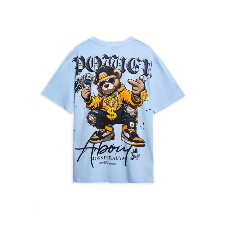 Camiseta Area Zero Celeste Power Bear Oversized Tee - 1