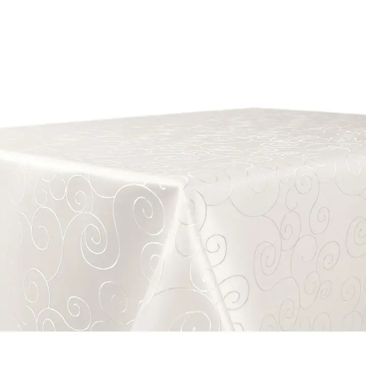 Mantel with Adornos de Damasco-Mantel que no necesita planchado - mantelería resistant a las Manchas-Mantel Cuadrado-Mantel 120x180 cm, color champán - 1