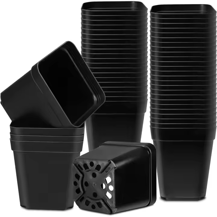SOMY Macetas para plántulas, 7 cm, 200 piezas de macetas para viveros, macetas cuadradas de plástico reutilizables/macetas para plántulas/macetas para trasplantar/macetas para plantar en interiores y exteriores - 1
